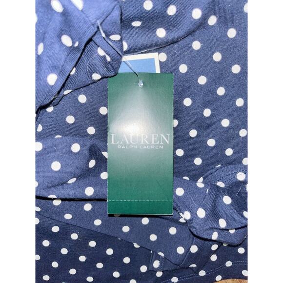 Lauren Ralph Lauren Women’s Navy White Polka Dot Ruffle Sleeve Top XL NWT - Picture 2 of 4